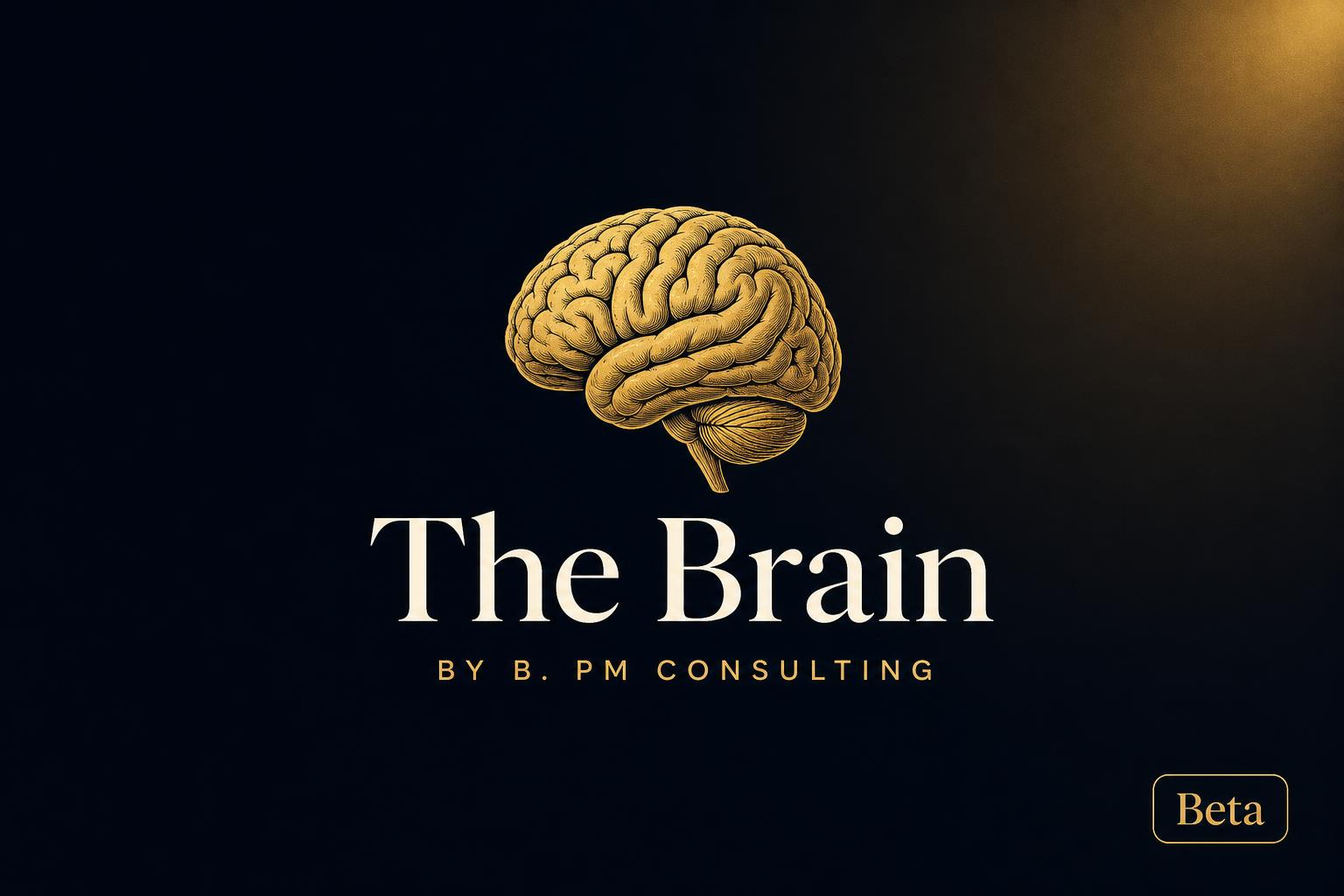 The Brain OpenGraph social card with gold wordmark on navy